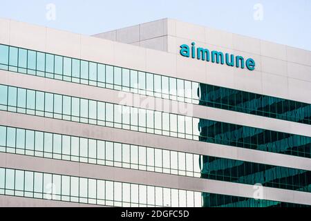 21 settembre 2020 Brisbane / CA / USA - sede centrale di Aimmune nella Silicon Valley; Aimmune Therapeutics, Inc., società biofarmaceutica, è stata acquisita da NE Foto Stock