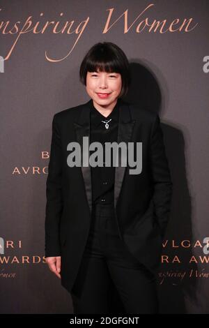 --FILE--Angelica Cheung, conosciuto anche in cinese come Zhang Yu, si presenta in tuta nera ad un evento co-tenuto da Bvlgari e Vogue a Pechino, in Cina, l'8 marzo Foto Stock
