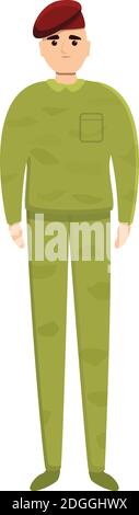 Icona rossa dell'uniforme militare berta. Cartoon di rosso beretto militare uniforme vettore icona per il web design isolato su sfondo bianco Illustrazione Vettoriale