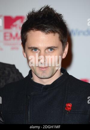 Matt Bellamy di Muse in arrivo per il 2012 MTV Europe Music Awards al Festhalle Frankfurt, Germania. Foto Stock