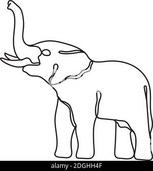 elephant animale selvaggio una linea stile icona disegno vettoriale illustrazione Illustrazione Vettoriale