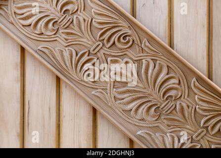Immagine di sfondo in pannelli di legno naturale. Foto Stock