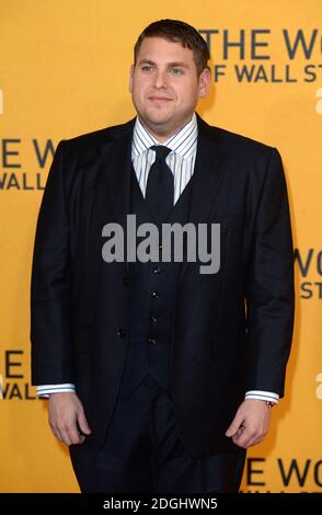 Jonah Hill arriva al Wolf of Wall Street UK Premiere, Odeon Cinema, Leicester Square, Londra. Foto Stock