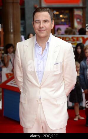 David Walliams arriva alla prima mondiale di Pudsey the Dog, The Movie, Vue Cinema, Leicester Square, Londra Foto Stock