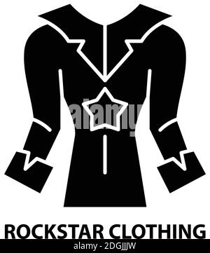 icona di abbigliamento rockstar, segno vettoriale nero con tratti modificabili, illustrazione concettuale Illustrazione Vettoriale