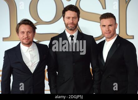 Gary Barlow, Howard Donald, Mark Owen di Take che arrivano al Kingsman: The Secret Service World Premiere, Odeon Cinema, Leicester Square, Londra. Foto Stock