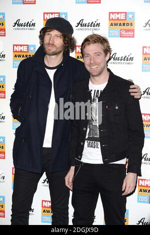 Simon Rix e Ricky Wilson dei capi Kaiser I NME Awards 2015 con Austin Texas si sono tenuti a O2 Accademia Brixton a Londra Foto Stock