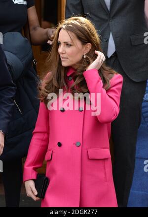 Catherine la Duchessa di Cambridge presso la chiesa di Cristo, Gipsy Hill, Londra del sud. Foto Stock