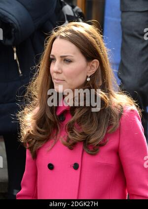 Catherine la Duchessa di Cambridge presso la chiesa di Cristo, Gipsy Hill, Londra del sud. Foto Stock