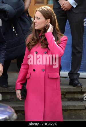 Catherine la Duchessa di Cambridge presso la chiesa di Cristo, Gipsy Hill, Londra del sud. Foto Stock