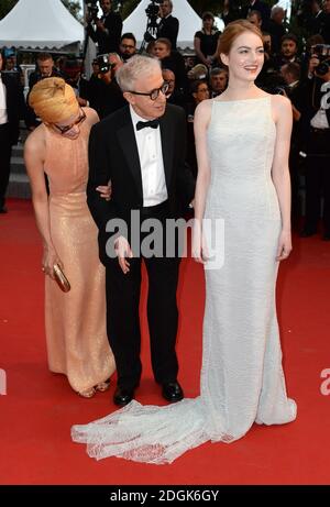 Parker Posey, Emma Stone e Woody Allen partecipano all'irrazionale Gala Premiere dell'uomo che si svolge durante il 68° Festival de Cannes che si tiene al Palais de Festival di Cannes, Francia (credito obbligatorio: Doug Peters/EMPICS Entertainment) Foto Stock