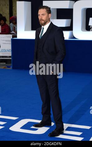 Tom Hardy arriva al Legend World Premiere, Odeon Cinema, Leicester Square, Londra. Il credito immagine dovrebbe essere Doug Peters/EMPICS Entertainment Foto Stock