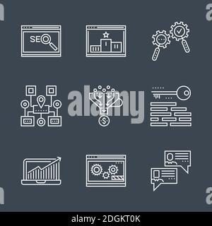 SEO linea set di icone Illustrazione Vettoriale