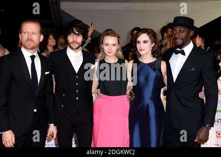 (L-R) Tom Goodman-Hill, Colin Morgan, Emily Berrington, Ruth Bradley e Ivano Jeremiah, che partecipano ai National Television Awards 2016 della O2 Arena di Londra. Foto Stock