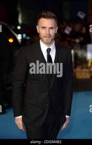 Gary Barlow partecipa alla prima europea di Eddie The Eagle all'Odeon Leicester Square, Londra. Foto Stock