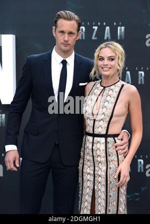 Alexander Skarsgard e Margot Robbie alla Legend of Tarzan European Premiere tenutasi a Odeon Leicester Square, Londra il credito fotografico dovrebbe leggere Doug Peters/ EMPICS Entertainment Foto Stock