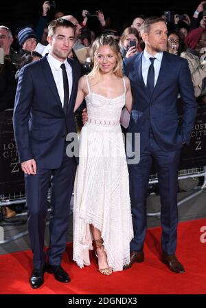 Robert Pattinson, Sienna Miller e Charlie Hunnam arrivano alla prima britannica di Lost City of Z, il British Museim, Londra. Foto Stock