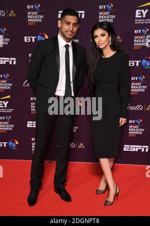 Amir Khan e Faryal Makhdoom partecipano ai BT Sport Industry Awards che si tengono a Battersea Evolution a Battersea Park, Londra Foto Stock