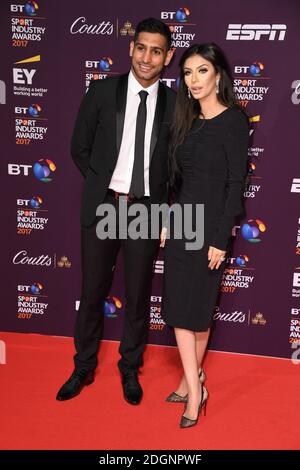 Amir Khan e Faryal Makhdoom partecipano ai BT Sport Industry Awards che si tengono a Battersea Evolution a Battersea Park, Londra Foto Stock