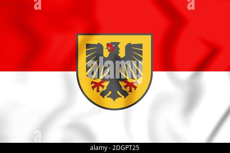 3D Bandiera di Dortmund (Renania settentrionale-Vestfalia), Germania. 3D'illustrazione. Foto Stock