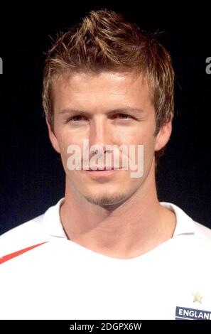 David Beckham al lancio del nuovo kit di calcio Engalnd, il Lowry Hotel, Manchester. Doug Peters/allactiondigital.com Foto Stock