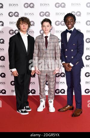 (Da sinistra a destra) Gaten Matarazzo, Noah Schnapp e Caleb McLaughlin partecipano al GQ Men of the Year Awards 2017 tenutosi al Tate Modern di Londra. Il credito immagine dovrebbe essere: Doug Peters/Empics Entertainment Foto Stock