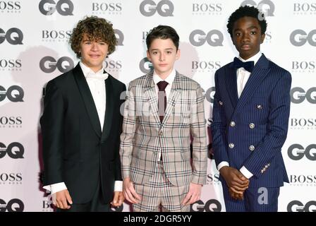 (Da sinistra a destra) Gaten Matarazzo, Noah Schnapp e Caleb McLaughlin partecipano al GQ Men of the Year Awards 2017 tenutosi al Tate Modern di Londra. Il credito immagine dovrebbe essere: Doug Peters/Empics Entertainment Foto Stock