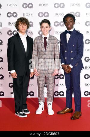 (Da sinistra a destra) Gaten Matarazzo, Noah Schnapp e Caleb McLaughlin partecipano al GQ Men of the Year Awards 2017 tenutosi al Tate Modern di Londra. Il credito immagine dovrebbe essere: Doug Peters/Empics Entertainment Foto Stock