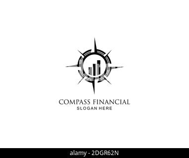 Simbolo icona Bussola Financial Logo Design ispirazione Illustrazione Vettoriale