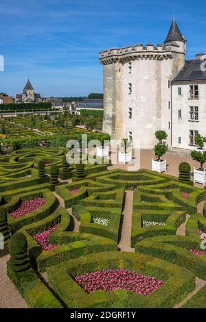 Valle della Loira. Francia. 07.22.12. Il castello 16 ° secolo e giardini di Villandry nella Valle della Loira, Francia. Come tutte le altre châteaux del Loir Foto Stock