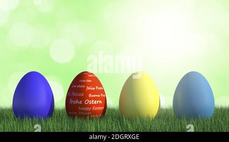Buona pasqua con uovo colorato - Illustrazione Foto Stock