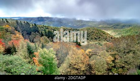 Mattina alba ove blu Ridge parkway montagne Foto Stock