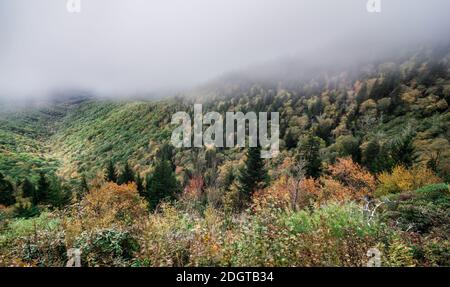 Mattina alba ove blu Ridge parkway montagne Foto Stock