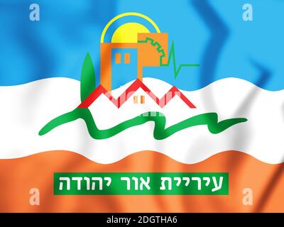 3D bandiera o Yehuda, Israele. 3D'illustrazione. Foto Stock