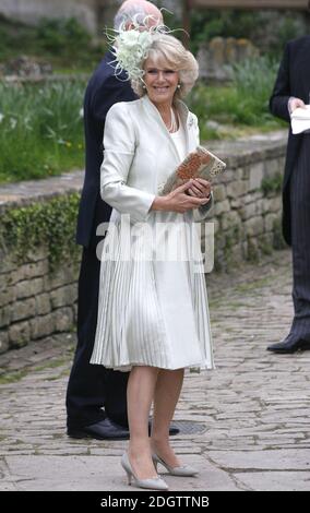 Camilla Duchessa di Cornovaglia arriva alla Chiesa di San Ciriaco. Foto Stock