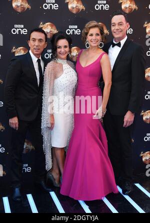 Bruno Tonioli, Shirley Ballas, Darcey Bussell e Craig Revel-Horwood arrivano al lancio del tappeto rosso Strictly come Dancing 2018, BBC Broadcasting House, Londra. Il credito fotografico dovrebbe essere: Doug Peters/EMPICS Foto Stock