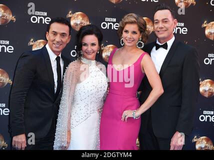 Bruno Tonioli, Shirley Ballas, Darcey Bussell e Craig Revel-Horwood arrivano al lancio del tappeto rosso Strictly come Dancing 2018, BBC Broadcasting House, Londra. Il credito fotografico dovrebbe essere: Doug Peters/EMPICS Foto Stock