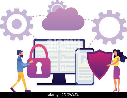 Sicurezza e sicurezza dei dati personali Illustrazione Vettoriale
