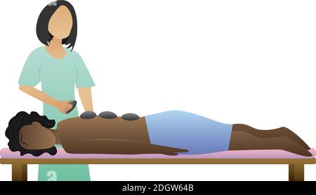 Massaggio Hot Stone La terapia Illustrazione Vettoriale
