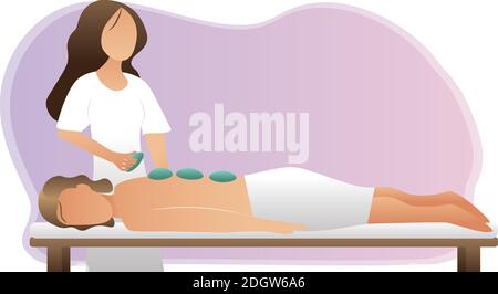 Massaggio Hot Stone La terapia Illustrazione Vettoriale