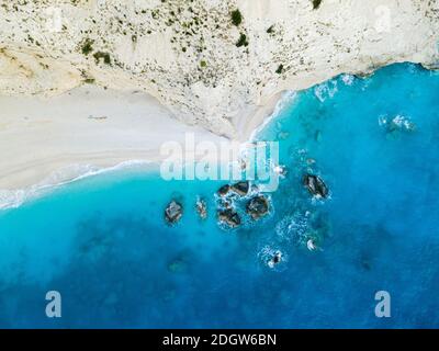 Aeriall vista dell'isola greca / Lefkada Foto Stock