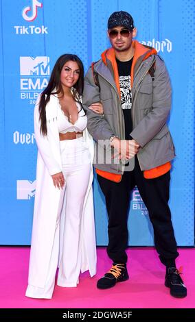 Elettra Lamborghini, Afrojack, che partecipa al MTV Europe Music Awards 2018 tenutosi al Bilbao Exhibition Centre, Spagna Foto Stock