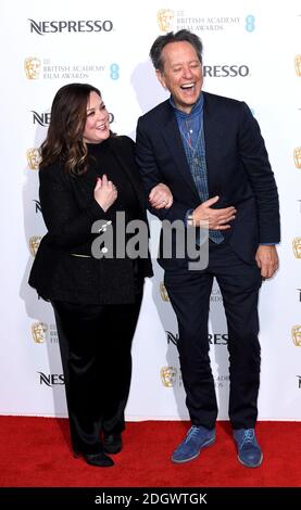 Melissa McCarthy e Richard E. Grant partecipano alla festa dei candidati all'accademia britannica di Nespresso a Kensington Palace, Londra Foto Stock