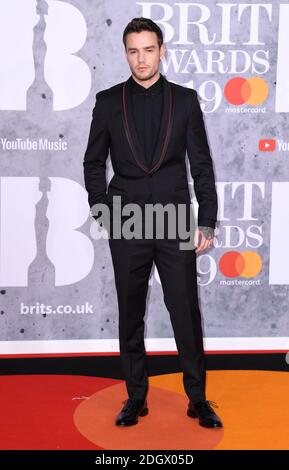 Liam Payne partecipa ai Brit Awards 2019 all'O2 Arena di Londra. Il credito fotografico dovrebbe essere: Doug Peters/EMPICS. SOLO PER USO EDITORIALE Foto Stock