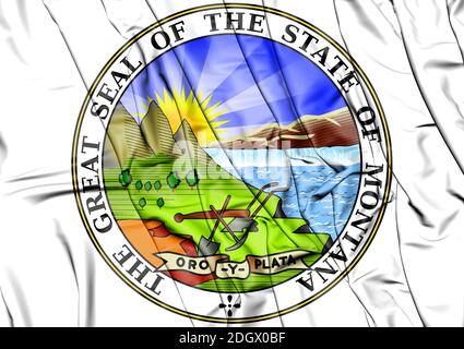 Guarnizione dello stato del Montana di Stato, STATI UNITI D'AMERICA. 3D'illustrazione. Foto Stock