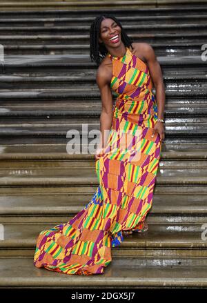 Michaela Coel partecipa alla prima mondiale di Our Planet di Netflix, tenutasi al Natural History Museum di Londra Foto Stock