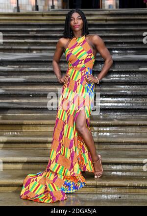 Michaela Coel partecipa alla prima mondiale di Our Planet di Netflix, tenutasi al Natural History Museum di Londra Foto Stock