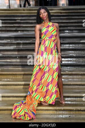 Michaela Coel partecipa alla prima mondiale di Our Planet di Netflix, tenutasi al Natural History Museum di Londra Foto Stock