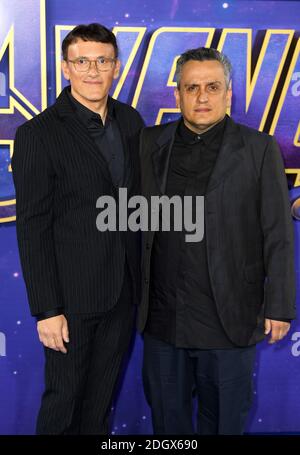 I registi Anthony Russo (a sinistra) e Joe Russo partecipano all'evento dei fan di Avengers: Endgame tenutosi a Picturehouse Central, Londra. Il credito fotografico dovrebbe essere: Doug Peters/EMPICS Foto Stock