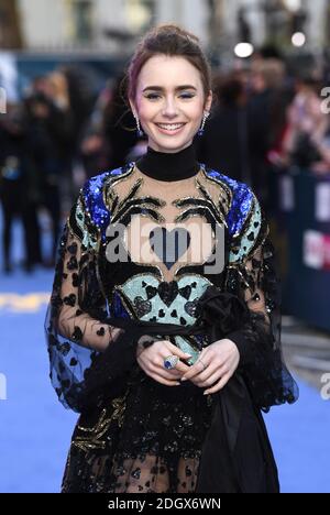 Lily Collins partecipa alla prima europea estremamente malvagia, spaventosamente malvagia e bile tenutasi a Curzon Mayfair, Londra il 24 aprile 2019. Il credito fotografico dovrebbe essere: Doug Peters/EMPICS Foto Stock